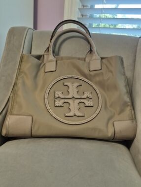 TORY BURCH Beige Taupe Logo Tote AS IS!